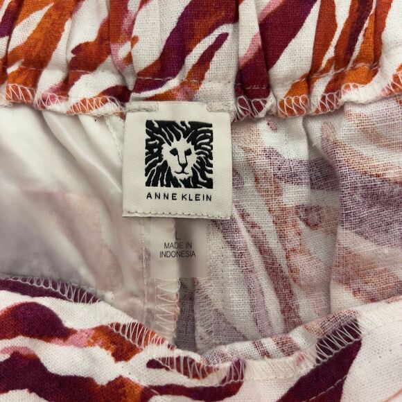 Anne Klein Orange Multicolor Linen Zebra Print Pockets Shorts Size L - Picture 4 of 7